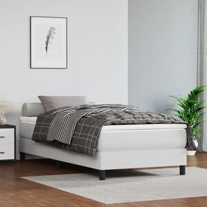 vidaXL Saltea de pat cu arcuri, alb, 120x190x20 cm, piele ecologică imagine