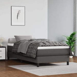 vidaXL Saltea de pat cu arcuri, gri, 120x190x20 cm, piele ecologică imagine