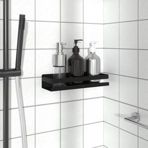 vidaXL Raft de duș negru mat 30x10x6 cm oțel inoxidabil 304 periat imagine