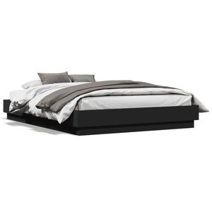 vidaXL Cadru de pat cu lumini LED, negru, 120x190 cm imagine