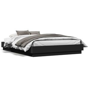 vidaXL Cadru de pat cu lumini LED, negru, 135x190 cm imagine