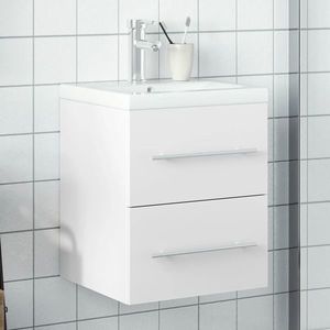 vidaXL Dulap pentru chiuvetă de baie, lavoar încorporat, alb imagine