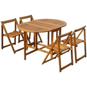 vidaXL Set mobilier de exterior pliabil, 5 piese, lemn masiv de acacia imagine