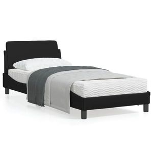 vidaXL Cadru de pat cu tăblie, negru, 90x200 cm, piele ecologică imagine