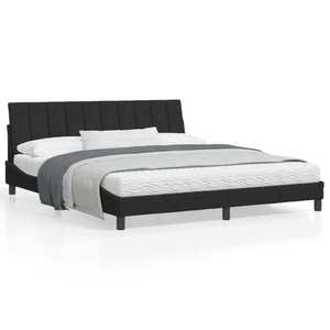 vidaXL Cadru de pat cu lumini LED, negru, 180x200 cm, catifea imagine