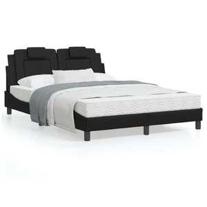 vidaXL Cadru de pat cu lumini LED, negru, 120x200 cm, piele ecologică imagine