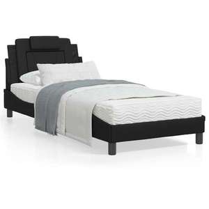 vidaXL Cadru de pat cu lumini LED, negru, 90x200 cm, piele ecologică imagine