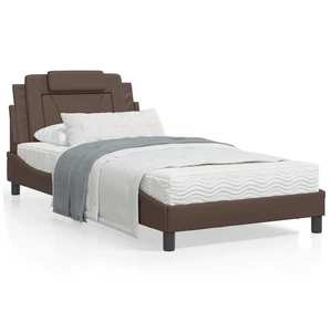 vidaXL Cadru de pat cu tăblie, maro, 100x200 cm, piele ecologică imagine