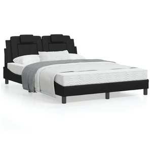 vidaXL Cadru de pat cu tăblie, negru, 120x200 cm, piele ecologică imagine