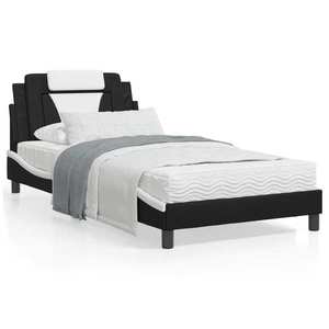 vidaXL Cadru de pat cu tăblie negru și alb 100x200cm piele artificială imagine