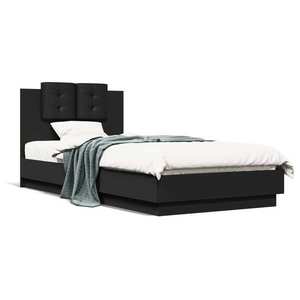 vidaXL Cadru de pat cu tăblie, negru, 100x200 cm, lemn prelucrat imagine