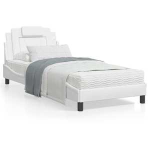 vidaXL Cadru de pat cu lumini LED, alb, 80x200 cm, piele ecologică imagine