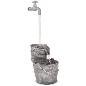 vidaXL Decor cu apă curgătoare, robinet și găleți, polirășină imagine