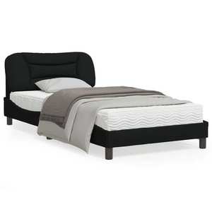 vidaXL Cadru de pat cu lumini LED, negru, 100x200 cm, textil imagine