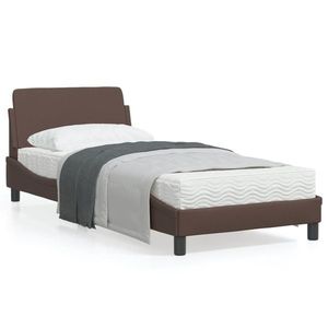 vidaXL Cadru de pat cu tăblie, maro, 90x200 cm, piele ecologică imagine