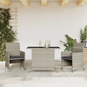 vidaXL Set mobilier bistro de grădină, 3 piese, gri, poliratan imagine
