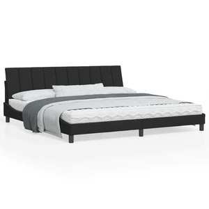 vidaXL Cadru de pat cu lumini LED, negru, 200x200 cm, catifea imagine