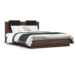 vidaXL Cadru de pat cu tăblie, stejar maro, 140x200cm, lemn prelucrat imagine