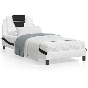 vidaXL Cadru de pat cu lumini LED alb/negru 80x200 cm piele ecologică imagine