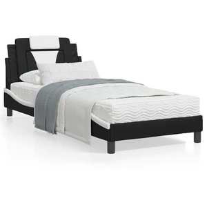 vidaXL Cadru de pat cu lumini LED negru/alb 90x190 cm piele ecologică imagine