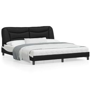 vidaXL Cadru de pat cu lumini LED negru/alb 180x200 cm piele ecologică imagine