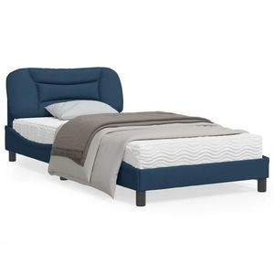 vidaXL Cadru de pat cu lumini LED, albastru, 100x200 cm, textil imagine