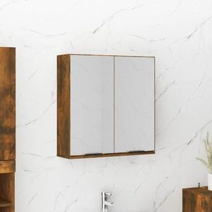 vidaXL Dulap de baie cu oglindă, stejar fumuriu, 64x20x67 cm imagine