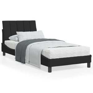 vidaXL Cadru de pat cu lumini LED, negru, 90x200 cm, catifea imagine