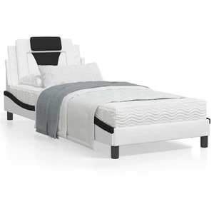 vidaXL Cadru de pat cu tăblie alb și negru 90x190 cm piele artificială imagine