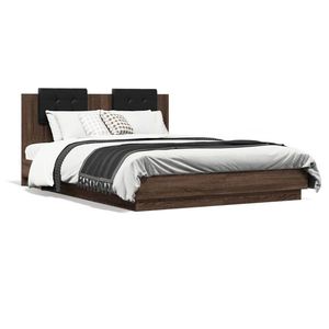 vidaXL Cadru de pat cu tăblie, stejar maro, 150x200 cm, lemn prelucrat imagine