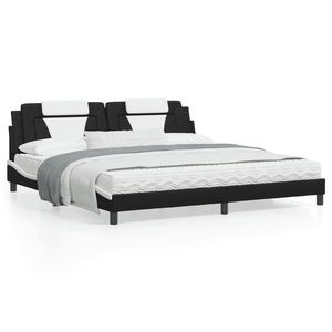 vidaXL Cadru de pat cu tăblie negru și alb 200x200cm piele artificială imagine