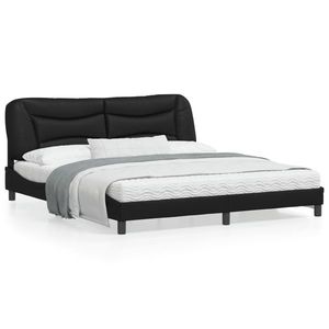 vidaXL Cadru de pat cu lumini LED, negru, 180x200 cm, piele ecologică imagine