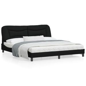 vidaXL Cadru de pat cu lumini LED, negru, 180x200 cm, textil imagine