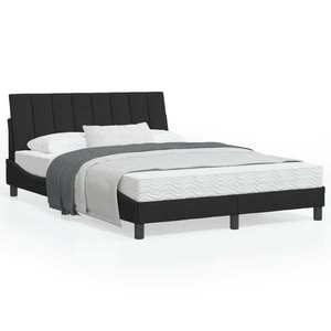 vidaXL Cadru de pat cu lumini LED, negru, 140x190 cm, catifea imagine