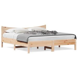 vidaXL Cadru de pat cu tăblie, 180x200 cm, lemn masiv de pin imagine