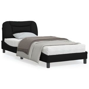vidaXL Cadru de pat cu lumini LED, negru, 80x200 cm, textil imagine