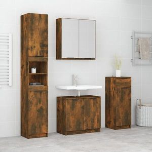 vidaXL Set dulapuri de baie, 4 piese, stejar afumat, lemn prelucrat imagine