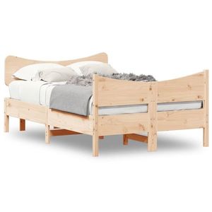 vidaXL Cadru de pat cu tăblie, 120x200 cm, lemn masiv de pin imagine