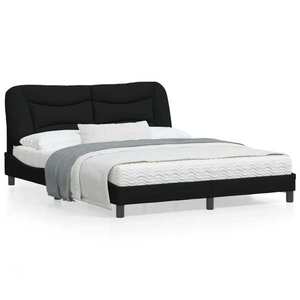 vidaXL Cadru de pat cu lumini LED, negru, 160x200 cm, textil imagine