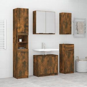 vidaXL Set dulapuri de baie, 5 piese, stejar afumat, lemn prelucrat imagine