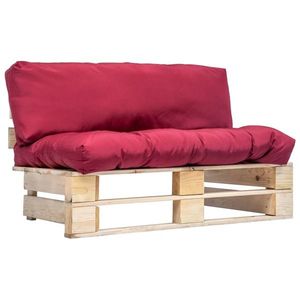 vidaXL Canapea de grădină din paleți cu perne roșii, lemn pin imagine