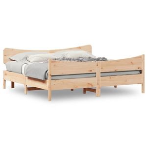 vidaXL Cadru de pat cu tăblie, 180x200 cm, lemn masiv de pin imagine