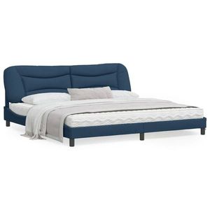 vidaXL Cadru de pat cu lumini LED, albastru, 200x200 cm, textil imagine