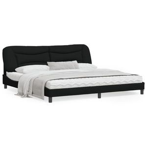 vidaXL Cadru de pat cu lumini LED, negru, 200x200 cm, textil imagine