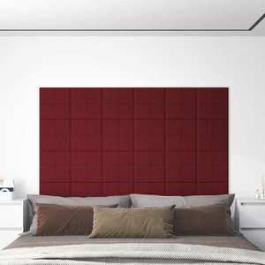vidaXL Panouri de perete, 12 buc., roșu vin, 30x15 cm, textil, 0, 54 m² imagine