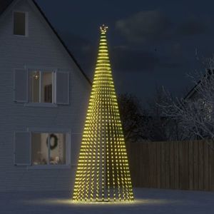 vidaXL Con de lumină brad de Crăciun, 1544 LED-uri, alb cald, 500 cm imagine