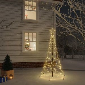 vidaXL Brad de Crăciun cu țăruș, 200 LED-uri, alb cald, 180 cm imagine