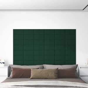 vidaXL Panouri de perete 12 buc. verde închis 30x15 cm textil 0, 54 m² imagine