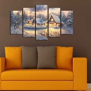Tablou decorativ multicanvas Christmas Wall, 5 Piese, 229CST1901, Multicolor imagine