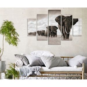 Tablou decorativ multicanvas Miracle Elefanti, 236MIR2944, Multicolor imagine